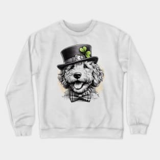 Saint Patrick's Day Goldendoodle Drawing Crewneck Sweatshirt